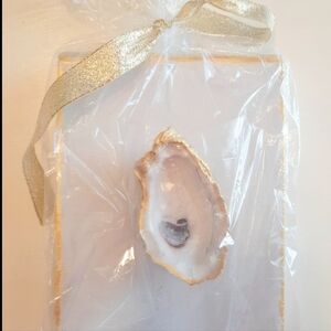 Oyster Shell Home Decor - Chic White & Gold Accents - Coastal Decor
